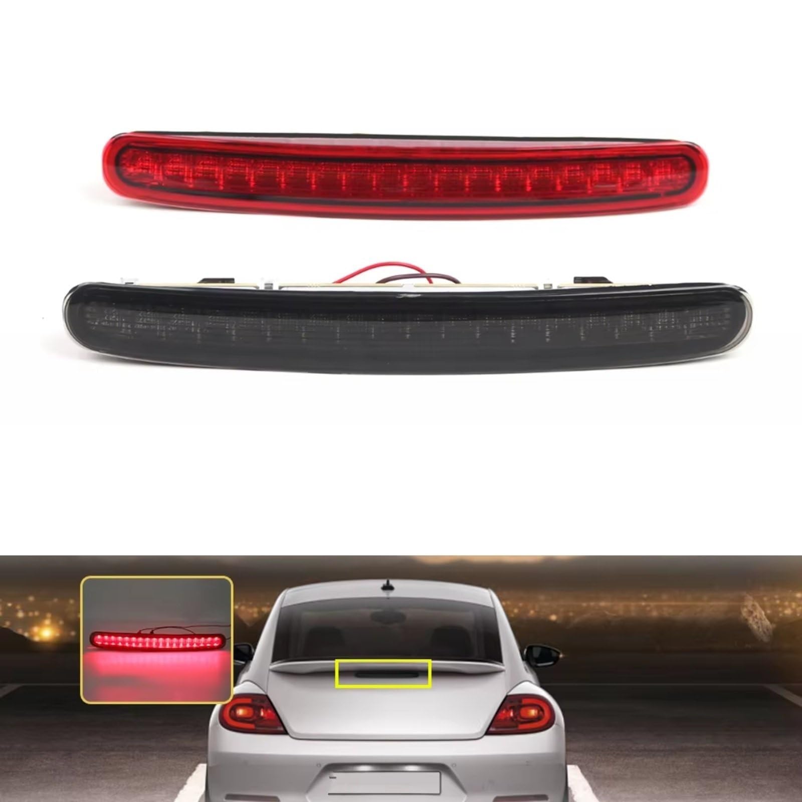 Tercera Luz Stop Compatible Con VW Para Beetle 2012 Tercera Luz Freno Trasera Nivel Superior Piezas Repuesto Y Accesorios Para Coche 5C5945097B(Black)