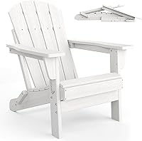 Vista 8 de GarveeLife Juego de 4 sillas plegables Adirondack con 2 mesas auxiliares, sillas de plástico HDPE para exteriores con textura de madera, 380 libras