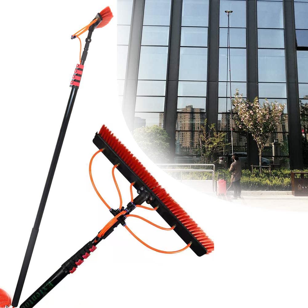 Brosse télescopique alimentée en eau 10.8m pour nettoyage de panneaux photovoltaïques et toit