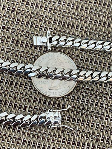 Harlembling Real Solid 925 Sterling Silver Miami Cuban Chain - Heavy Men's 6Mm Box Lock Cuban Chain - 18-30" Made In Italy (20) #TOP5