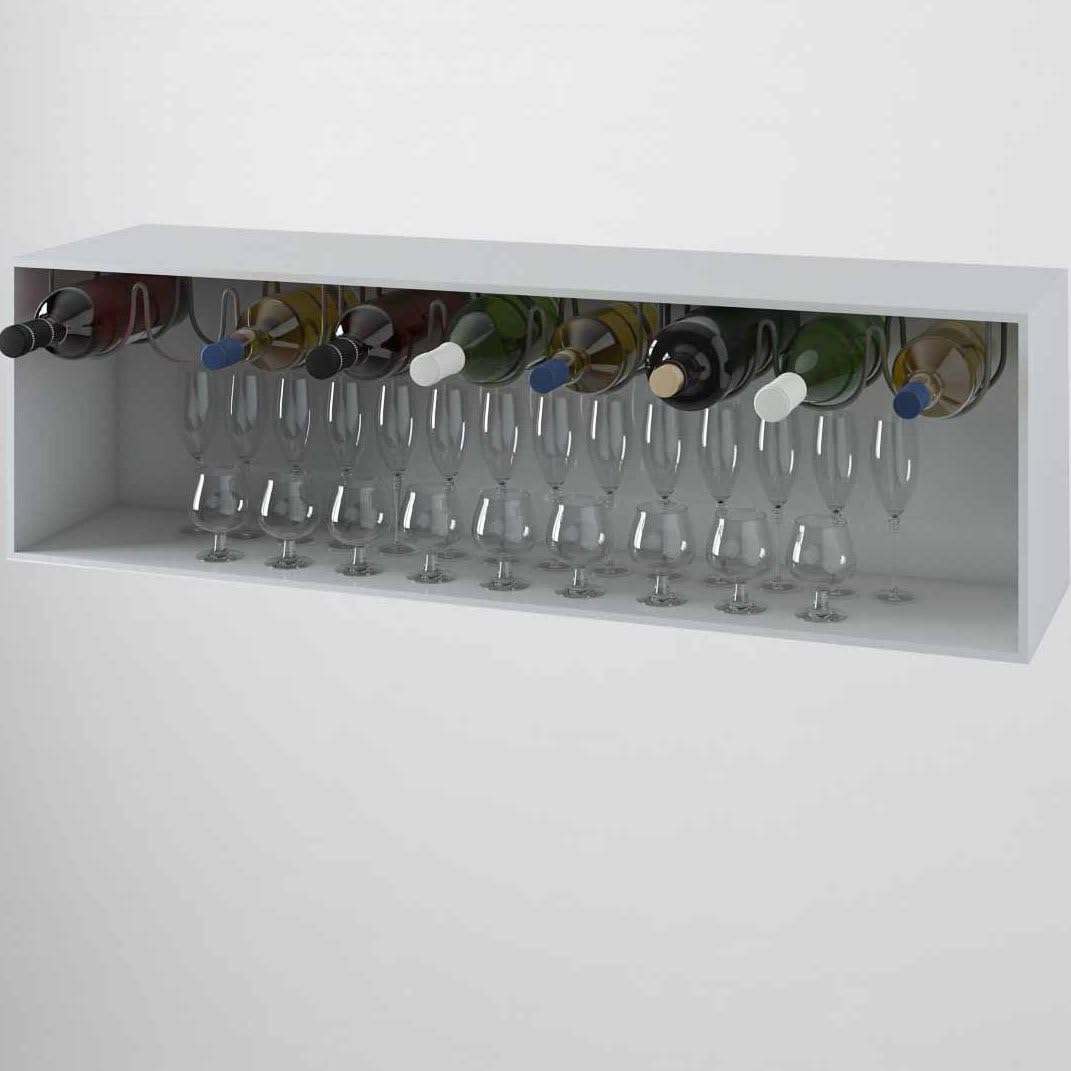 Wallniture Under Cabinet Durable Iron Wine Storage Rack for 3 Liquor Bottles (Gray)