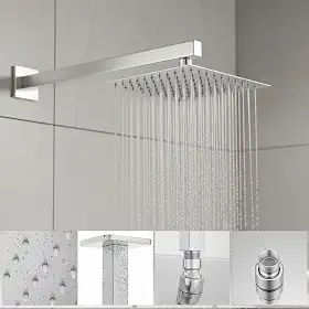 Ducha Externa Piscina Jardim Inox Quadrada 30x30 Cromada