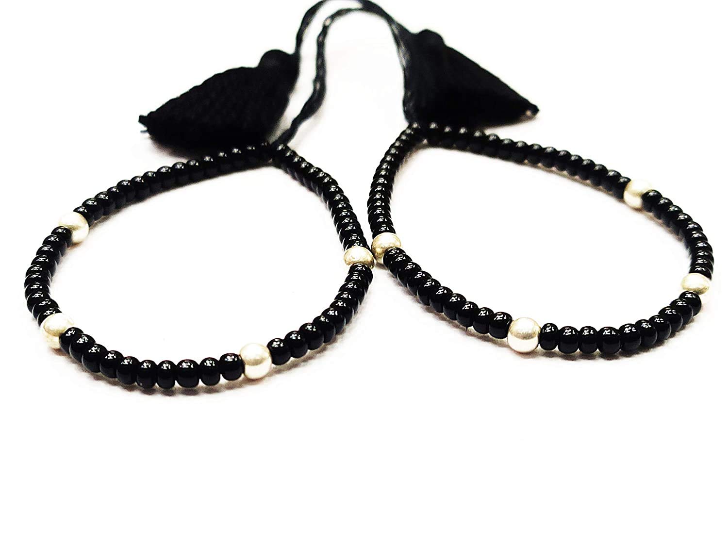 RSJ SILVER THREAD NAZARIYA Evil Eye Nazariya Bracelet Adjustable 1pair for Newborn baby to 1year child for (unisex child)