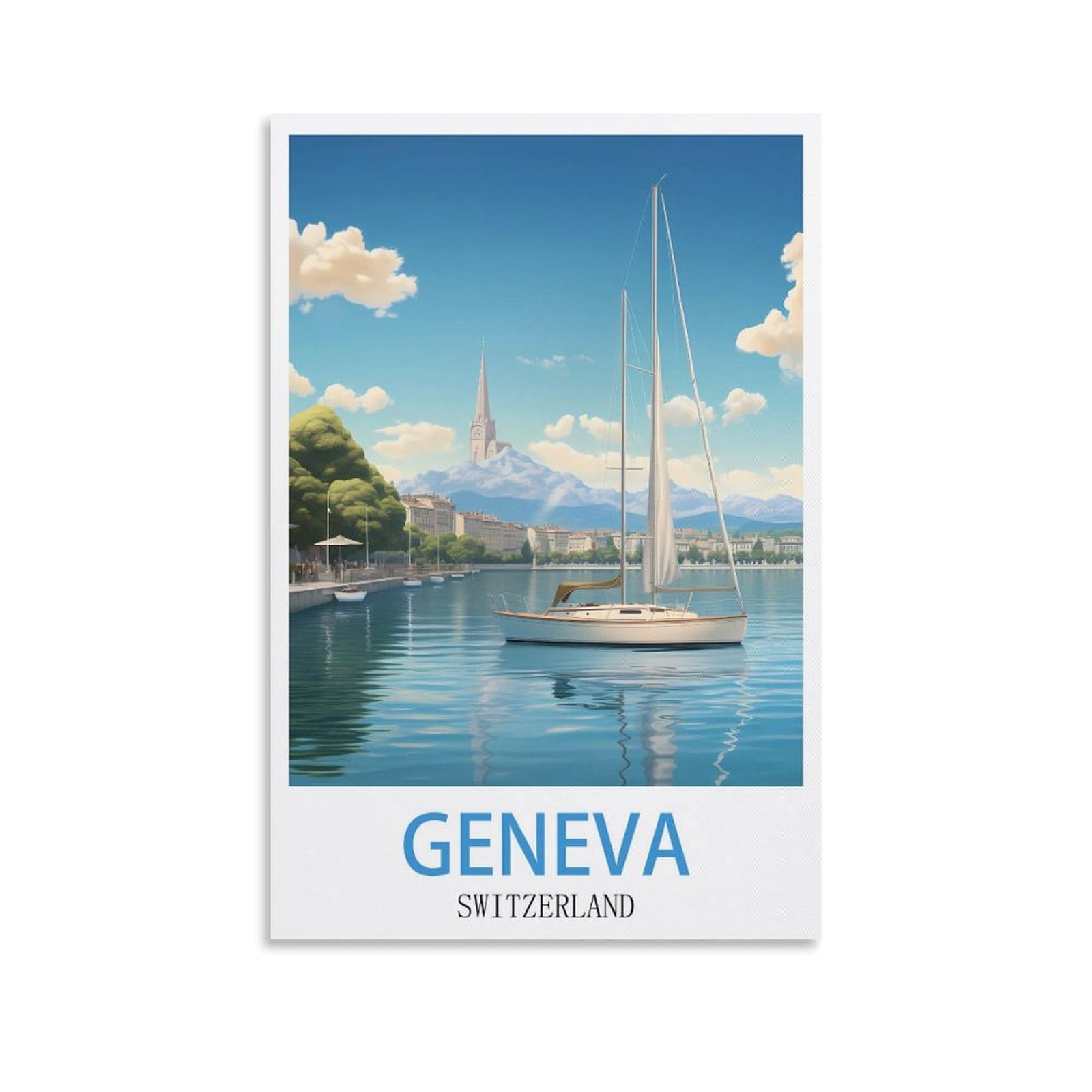 CEYHNO Geneva Switzerland Vintage Travel Posters 20x30inch(50x75cm) Canvas Art Poster And Wall Art Picture Print Modern Family Bedroom Decor
