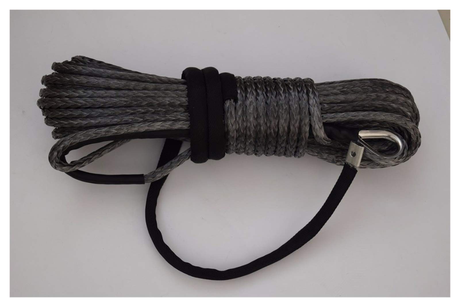 Syntetyczna lina wyciągarki, Szary 10mm * 30m Lina syntetyczna, wymiana liny wciągarki, 3/8 "liny drogowe, syntetyczny kabel wciągarki do pojazdów terenowych 4WD ATV UTV