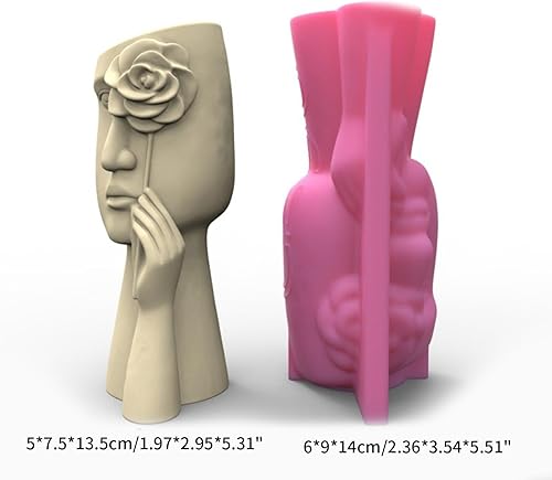 Miniatura 3 de Moldes para jarrón de bricolaje con forma de cara humana, material de silicona para hacer a mano, macetas de plantas suculentas, moldes de silicona