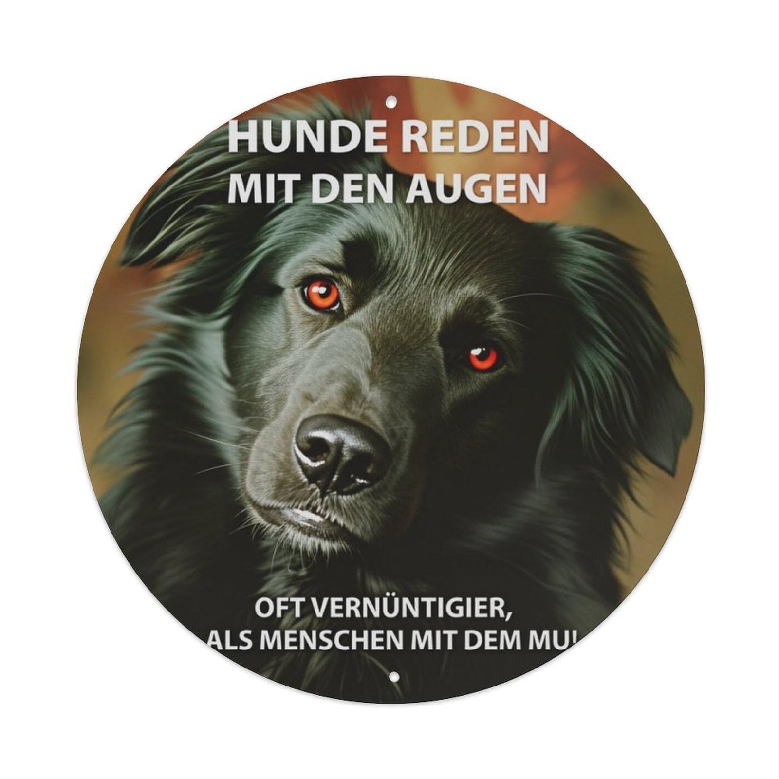 German Black Dog Inspirational Quote Round Decor Sign Vintage Aluminium Metal Sign, Retro Wall Decor for Home, Bar, Garage & Farmhouse 20x20cm