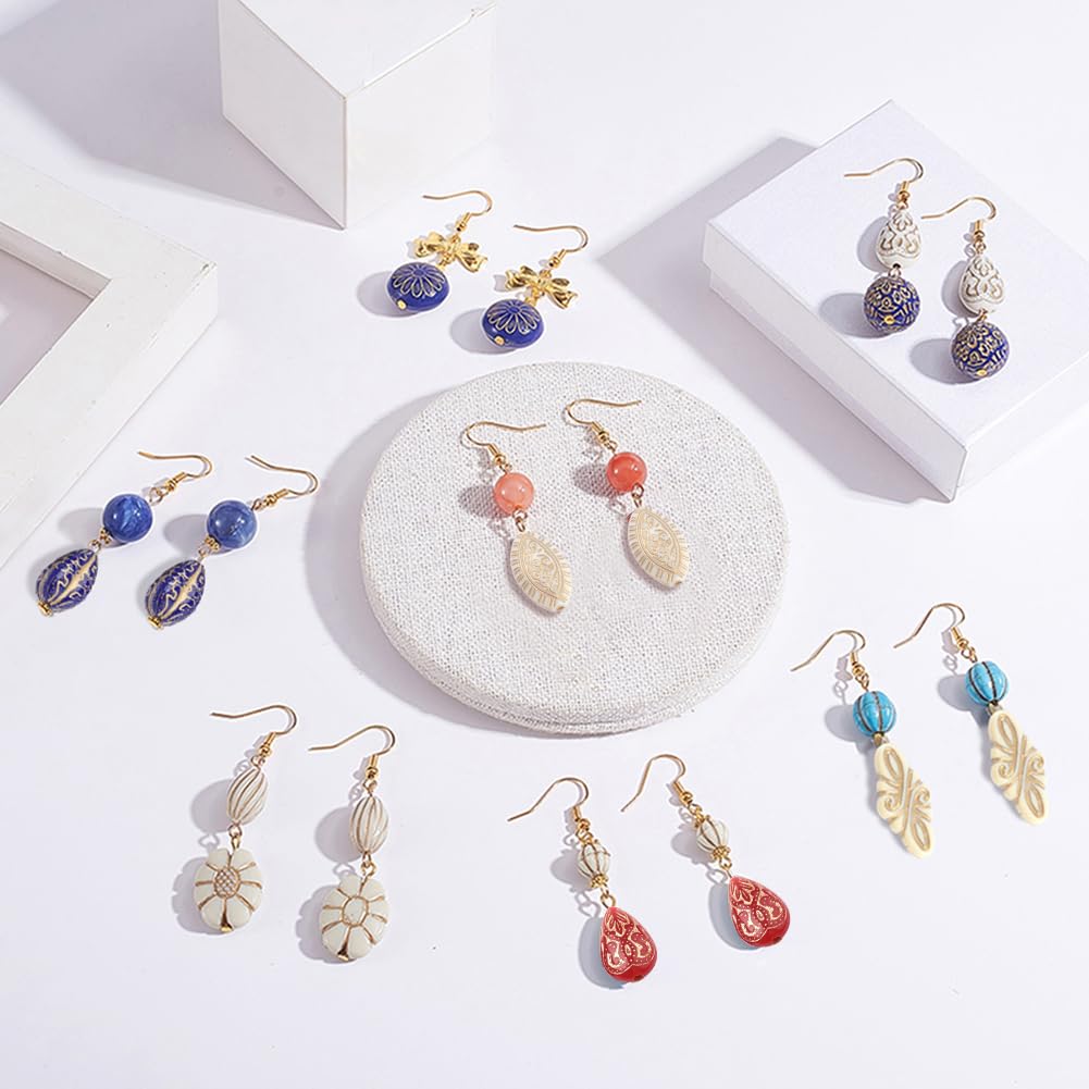 SUNNYCLUE 1 Boîte DIY 10 Paires Géométrique Creux Boucle d'oreille Faire Kit de Démarrage Classique Rond Carré Coeur Triangle Connecteurs avec Shell Charmes, Boucle d'oreille en Laiton Crochets