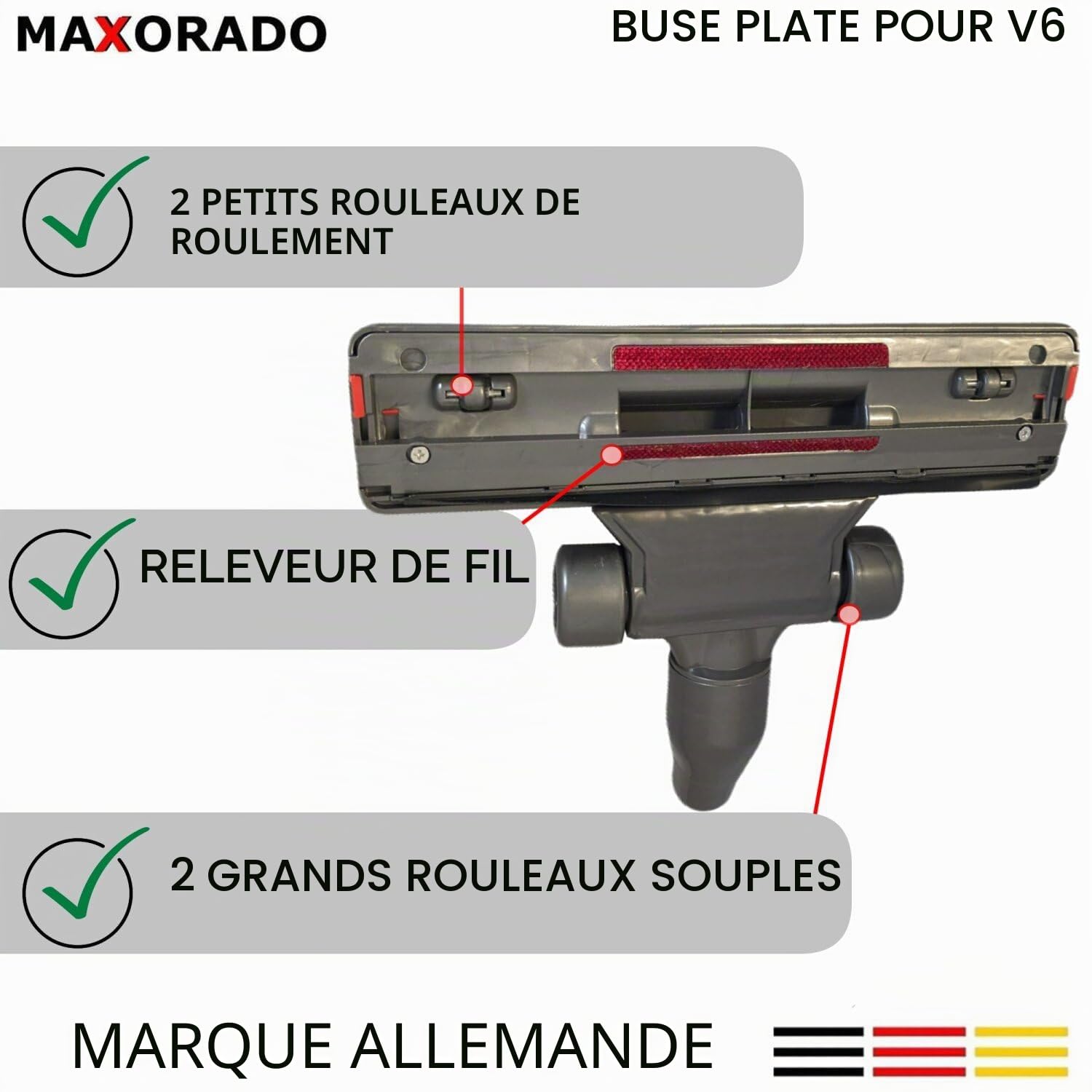 Buse plate Buse plate pour sol pour Dyson V6 DC59 DC61 DC62 DC74 DC23T2 DC29 DC66 DC33c Buse d'aspirateur I Buse d'aspirateur plate Buse pour parquet et sol dur Embout de rechange Accessoire