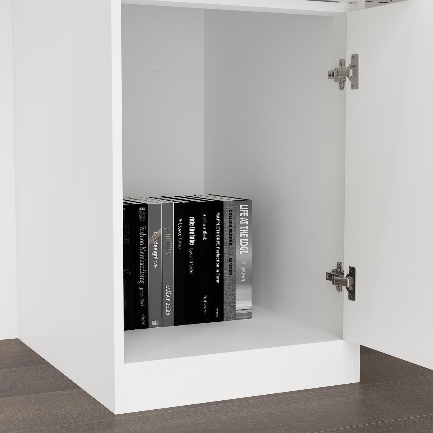55" W Reception Desk with Lockable Drawer, Movable Shelves & Door, Modern Small Front Desk with Adjustable Decoration, Checkout Counter for Reception Room, Retail, Salon, White