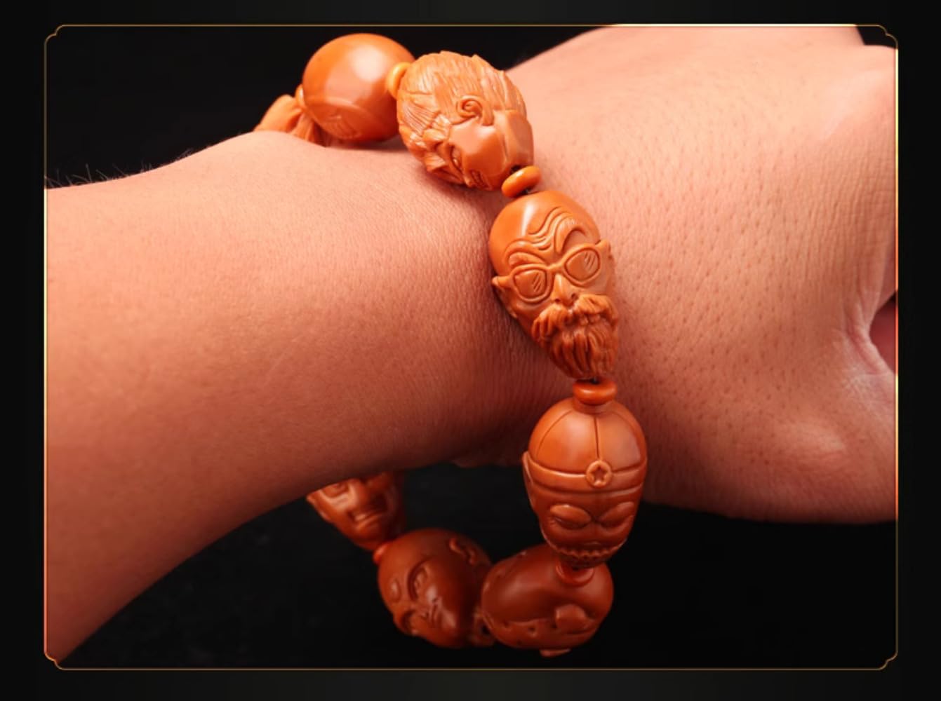 Bracciale con nucleo in oliva, 28 mm, intagliato a mano, bracciale in oliva, creatività, legno, senza pietre preziose
