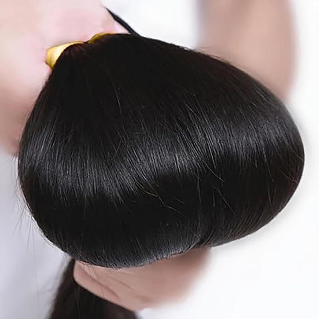 Echthaar Tressen Bündel Straight Human Hair Extension 3 Bundles Unprocessed Remy Haartressen Double Weft #1B Natural Black Color for Woman 30 32 34 Inch