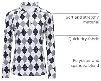 MoFiz Womens Long Sleeve Golf Polo Shirts 1/4 Zip Pullover Tops with Collar
