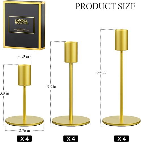 Miniatura 4 de FSyueyun Portavelas cónicos para candelabros, portavelas dorados, soporte decorativo para centro de mesa de repisa. Utilizado para bodas, cenas,