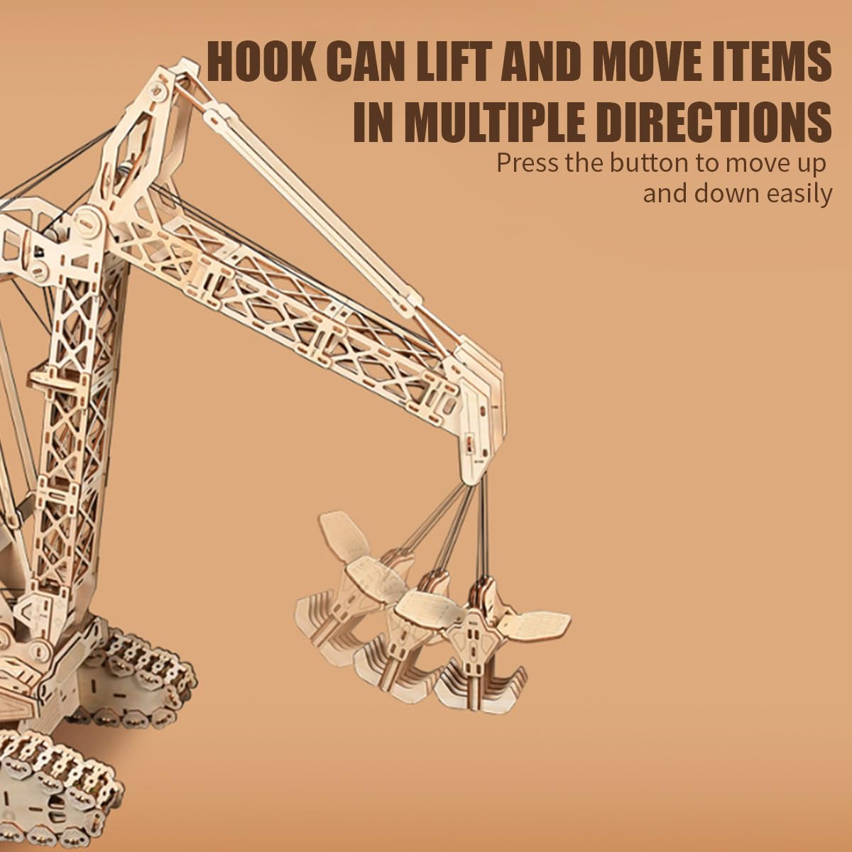 3D Holz Puzzle Mechanisches Dynamische Kran, 800 Stück Holzpuzzle Erwachsene Mechanische Montage Modellbausatz Basteln Modell, Geschenke und Dekoration
