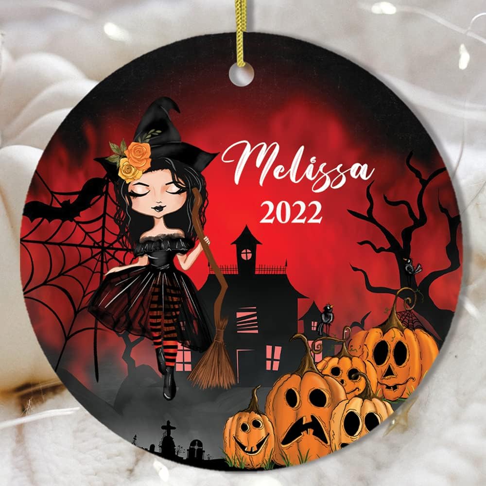 Personalized Witch Halloween Themed Women's Ornament (Heart)