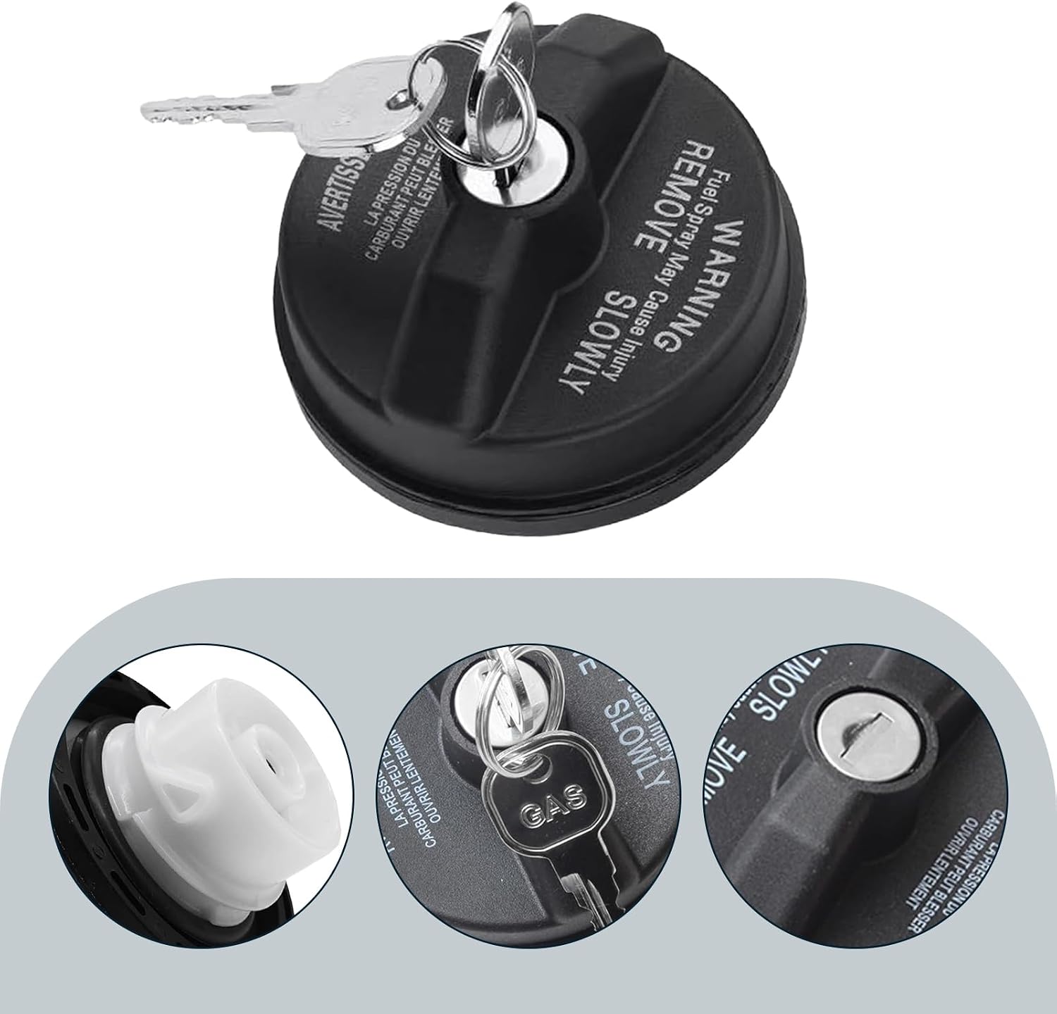 1 PC Car Locking Gas Cap, ABS Plastic Car Fuel Tank Cap Replacement, Lock Fuel Cap with 2 Keys, Compatible with Dodge, Jeep, Chrysler, Ram, OEM 05278655AB, 5278655ab (Black)