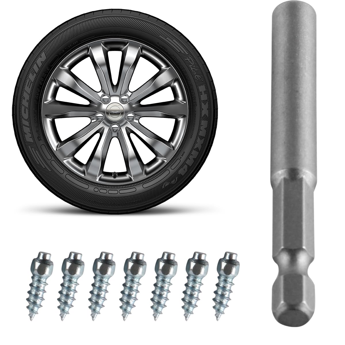 12 mm Reifen-Spikes, Schraube für EIS und Schnee, Hartmetall-Spikes für Fahrräder, Fatbikes, Laufschuhe und Stiefel, mit Installationsschlüssel, 100 Stück