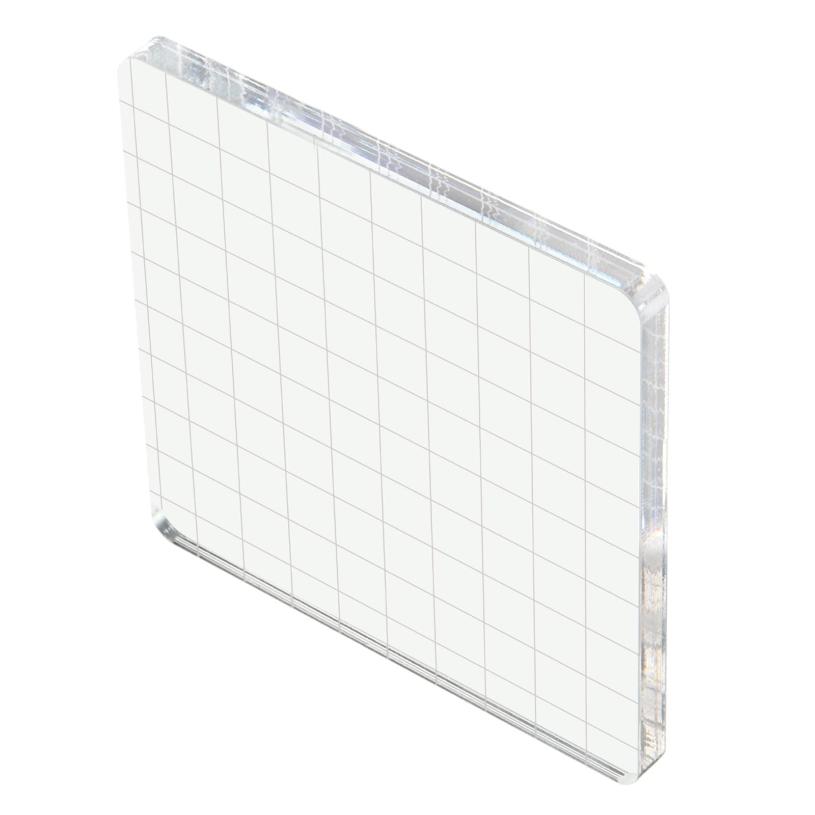 YOKIVE Acrylic Stamp Block with Grid Lines Decorative, Transparent Acrylic Blocks Square, Great for Daily DIY Crafts