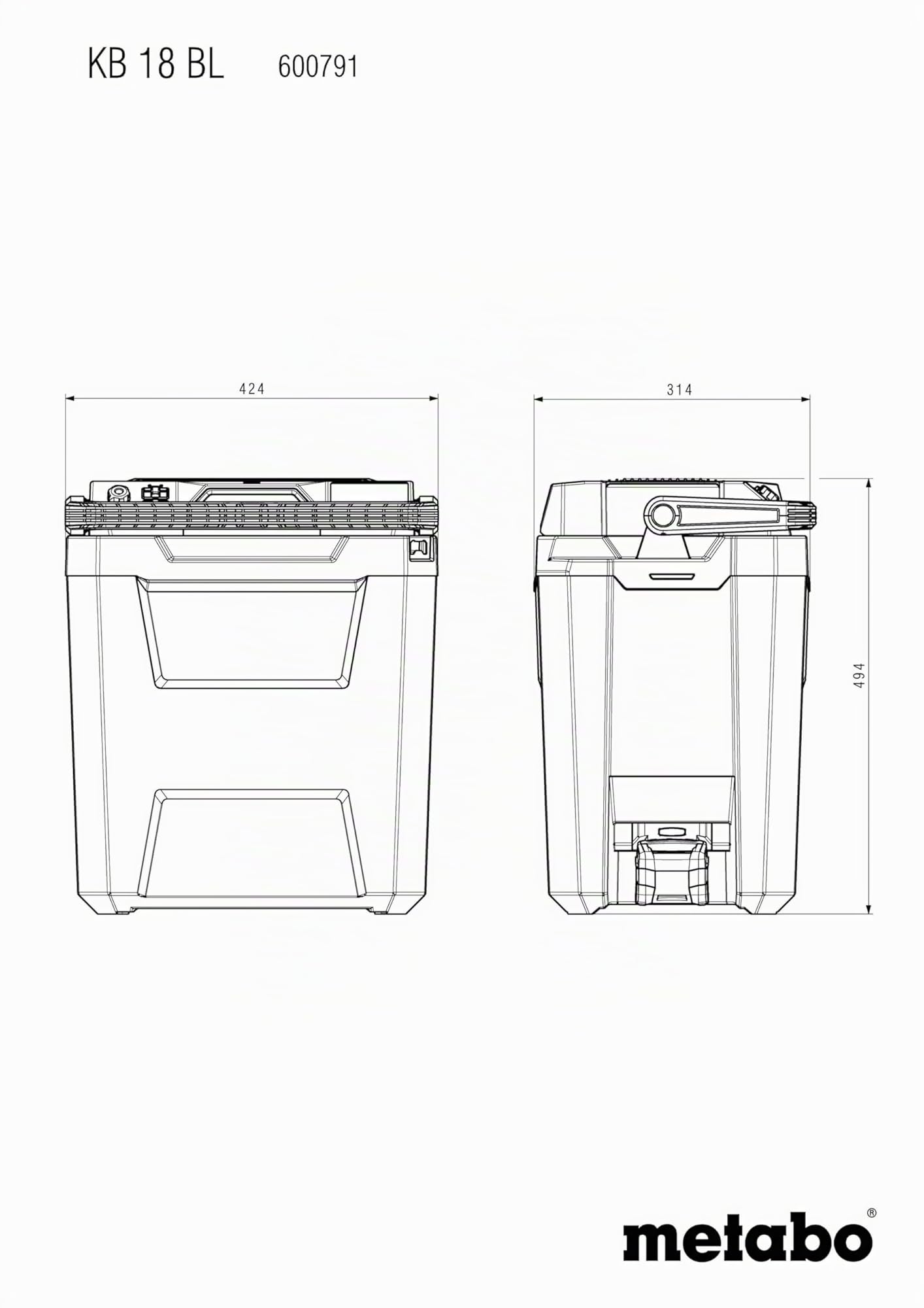 Metabo frigorifero portatile a batteria KB 18 BL – 600791850 – 18 V – Frigo termico con funzione di mantenimento in caldo e chiusura di sicurezza – Senza batteria né caricatore [Classe energetica A]