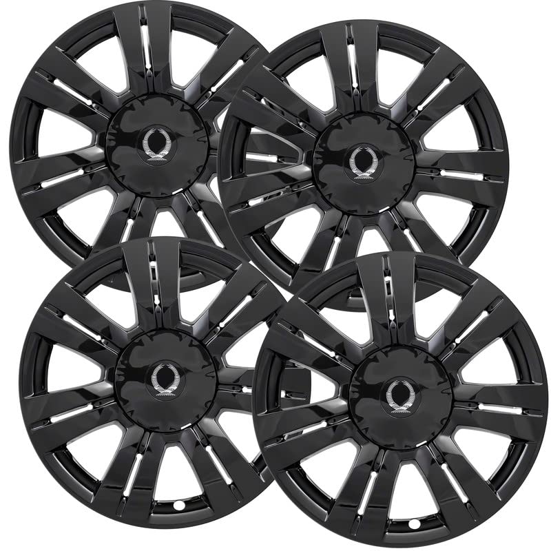 OxGord 18 inch Wheel Skins for 2010-2016 Cadillac SRX (Set of 4) Impostor Wheel Covers for 18 inch Gloss Black ABS Wheels- Auto Tire Replacement