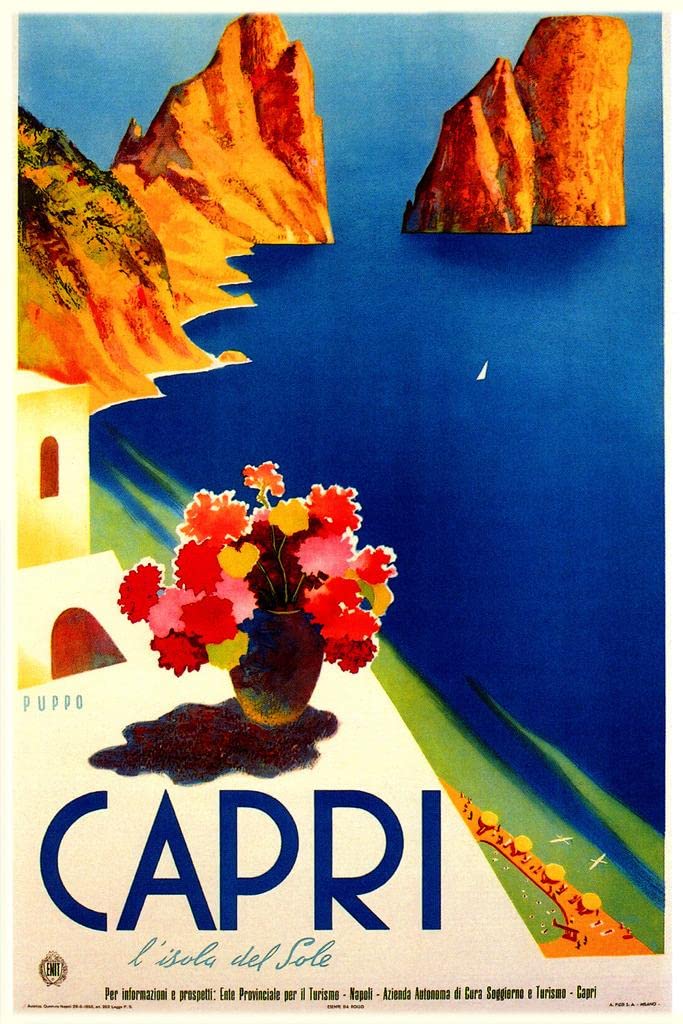 Amazon.com: Capri Vintage Illustration Travel Art Deco Vintage