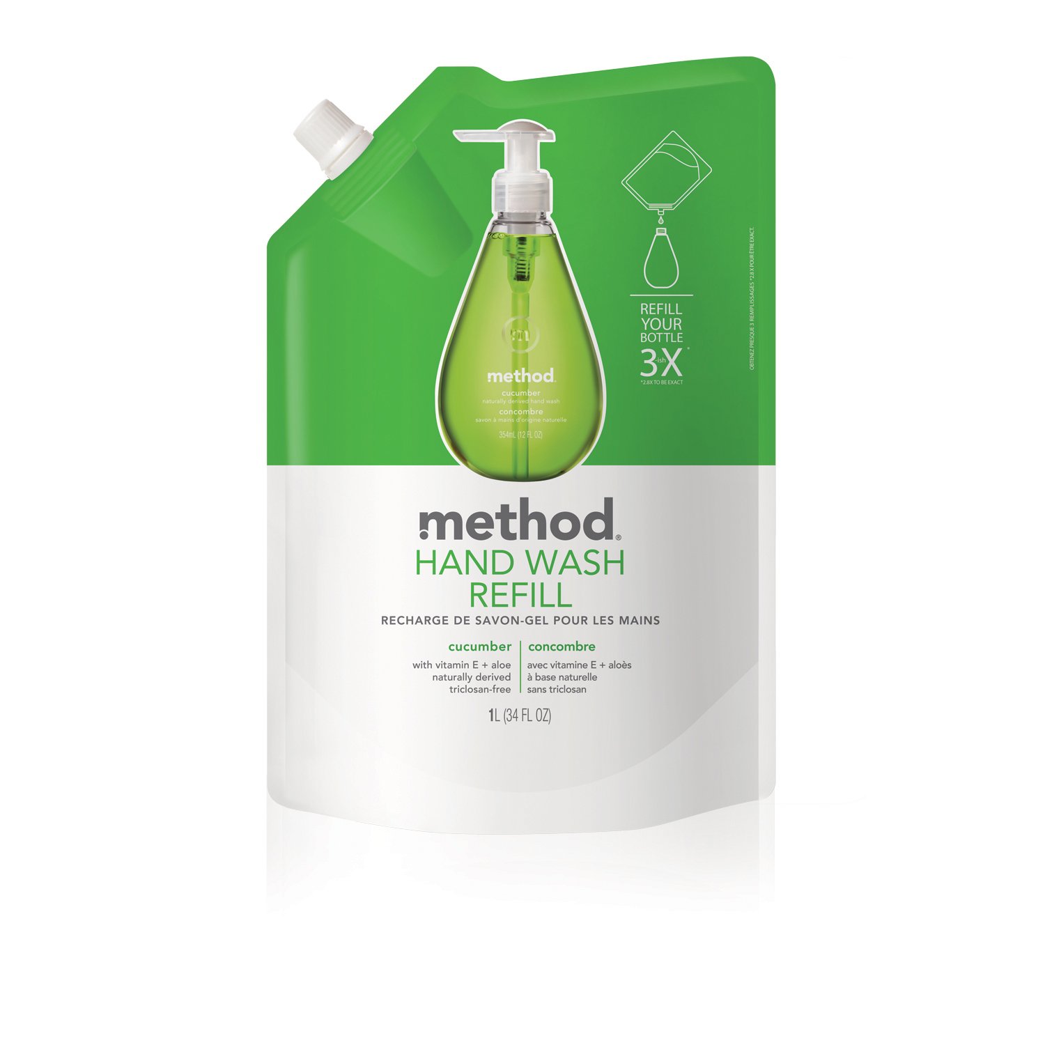 Method Gel Hand Wash Refill 34oz, Cucumber (Pack of 2)