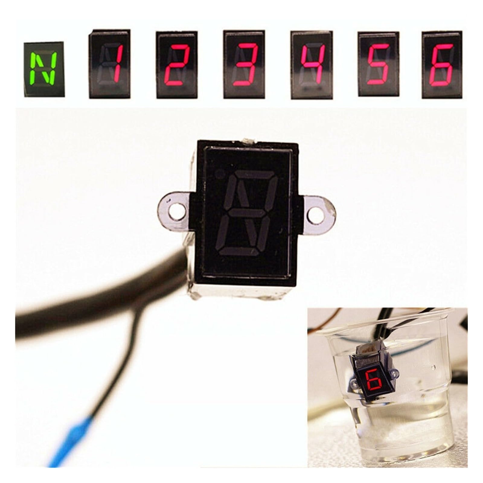 Motocicleta Indicador Engranaje Luz Indicadora De Marchas Digital Universal para Motocicleta N-6 Cambio Velocidad Pantalla LED Sensor Componente Accesorios para