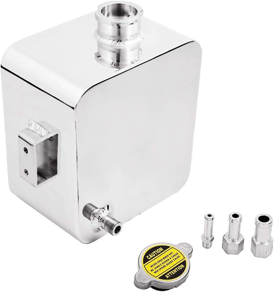 Universal 2.5L Aluminium Alloy Water Coolant Header Overflow Expansion Tank Reservoir(Polished)