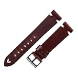 HFERHT Leather Watchband Zwart Dark Brown Oil Wax Leather Watch Strap Italian 18mm 20mm 22mm Quick Release Watch Belt Cowhide Handmade