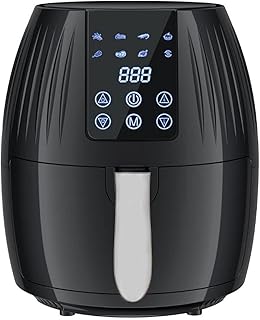 Air Frère Four à air de 5,5 litres Four de friteuse à air de 5,5 litres avec espace d'accompagnement Panier plat Huile Airfryer Minuterie Auto Arrêtez le lave-vaisselle Coffre-fort Pièces Taille de la