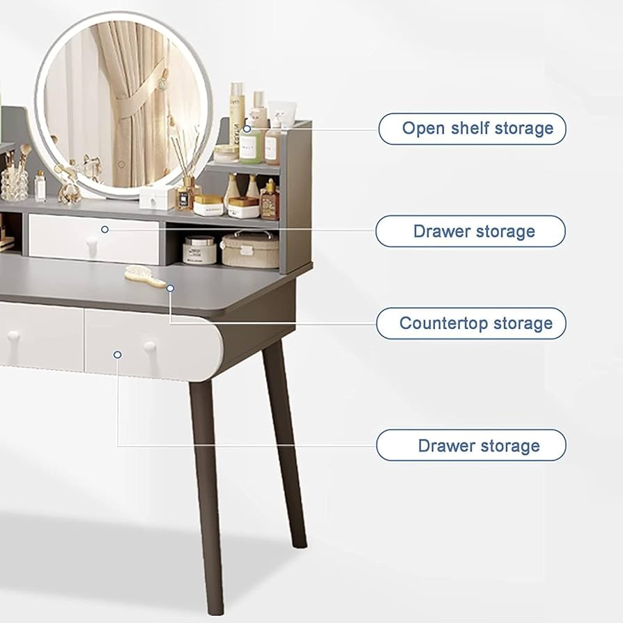 Amazon｜化粧台 化粧机 高級化粧台 タッチ照明付き ミラー付き