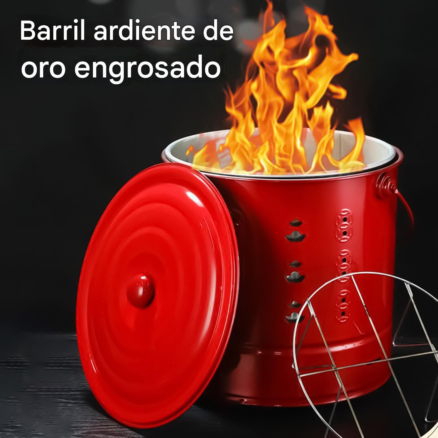 Quemador de Papel - Incinerador Metálico Con Jaula Para Barril,Recipiente Ignífugo para Acampada Granja Terraza Basura Fogata Jardín