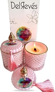 DelRevés "Sakura Whispers". Vela Aromática grande de lujo. Vela decorativa de soja con mecha de madera. +50 horas de Combu...
