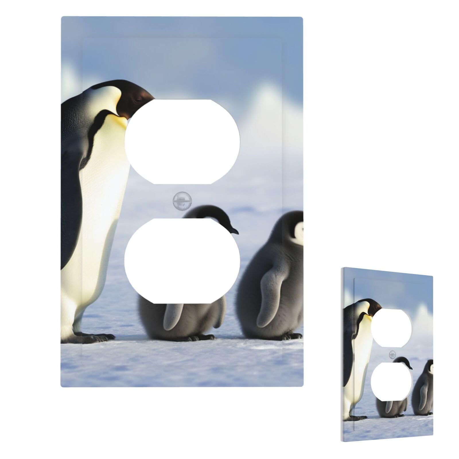 Penguin Family Wall Plate Cover Modern Decorative 1 Gang Light Switch Cover Unbreakable Receptacle Outlet Covers For Living Room Bedroom Home Decor Duplex