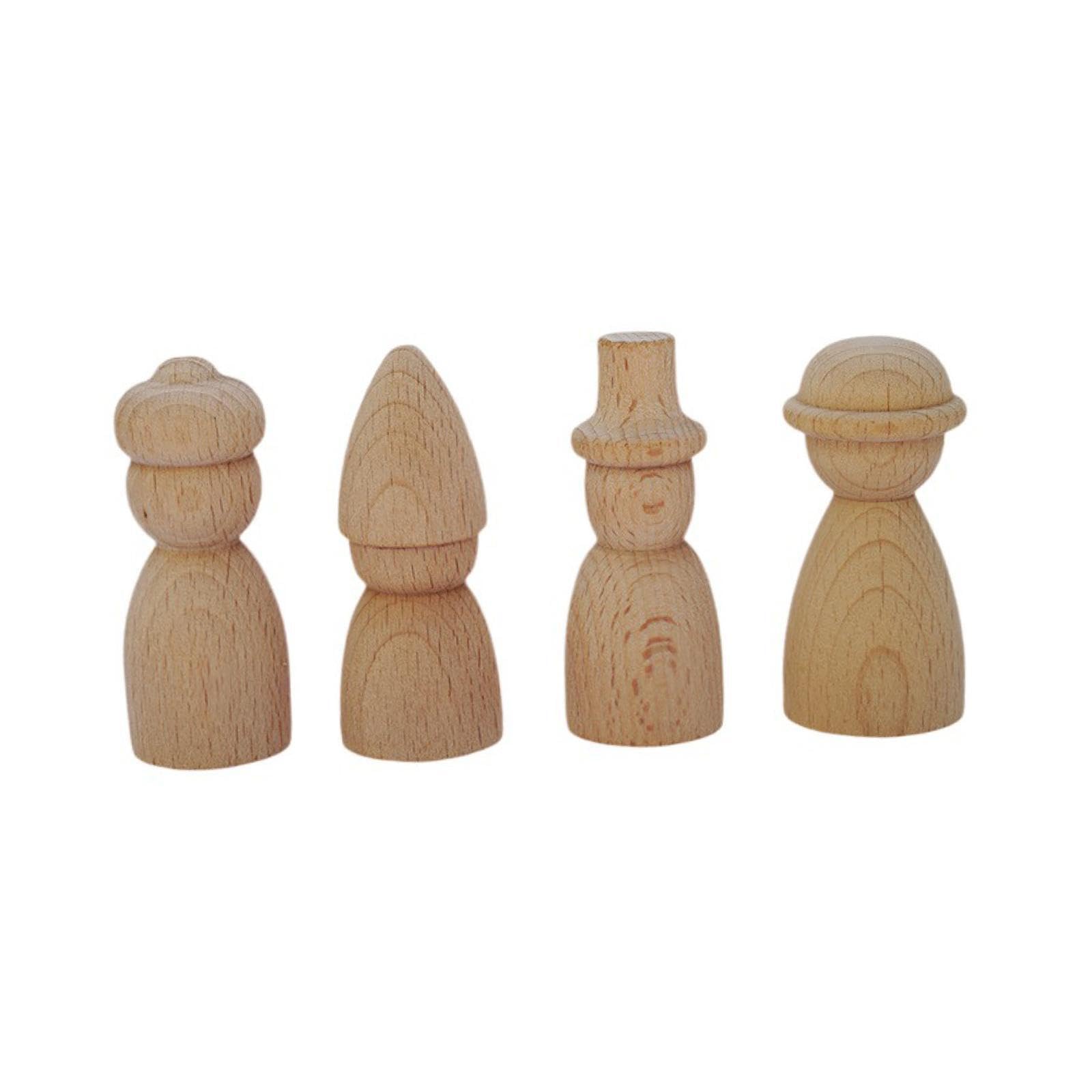 Pixzcsa 4Pcs/Set Craft People Dolls Bodies For Diy Wooden Peg Dolls For Kids Educational Play Can Crayon Markers