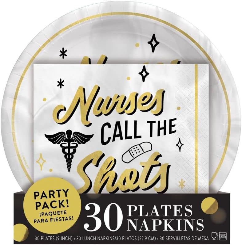 Plates & Napkins - 9" & 6 1/2" | Med School Nurse Grad | 60 Pcs.