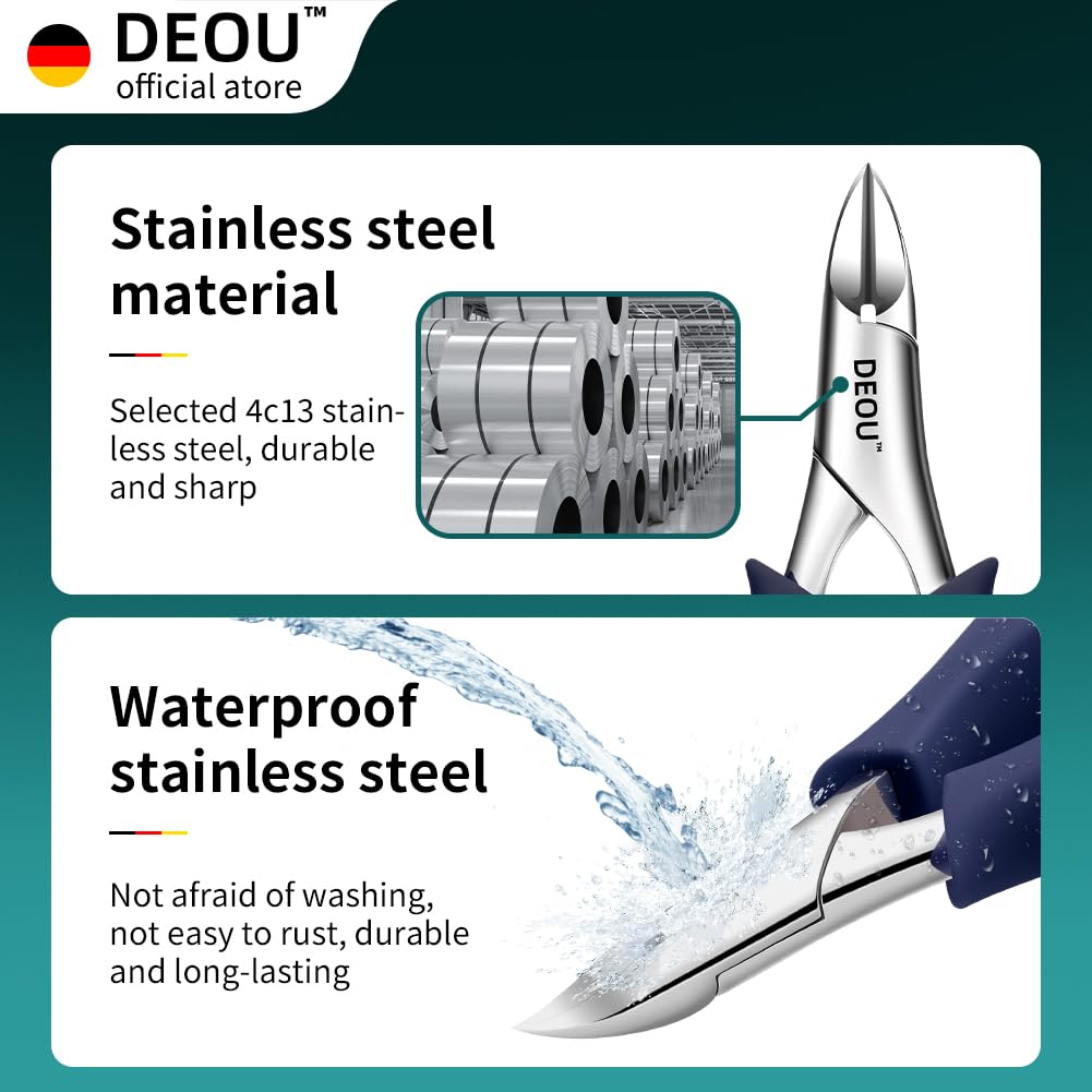 DEOU Professional Stainless Steel Toenail Clippers with Ergonomic Handle