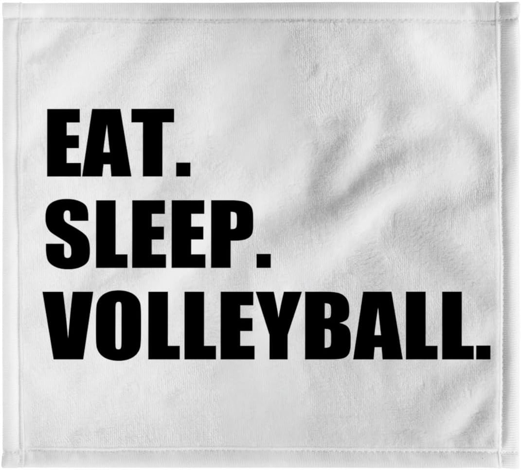 3dRose Eat Sleep Volleyball - Black Text - Beach Volley Ball Player Sport Fan 22x30 Bath Hand Pool Towel