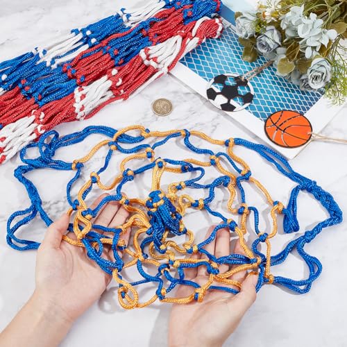 CREATCABIN 4Pcs 4Mixed Color Basketball Net Bags Football Mesh Bag Polyester Storage Sports Ball Holder Carry Bag Single Ball Carrier Training Equipment Bags for Hoop Volleyball Soccer Rugby 55x22.5cm - Image 3