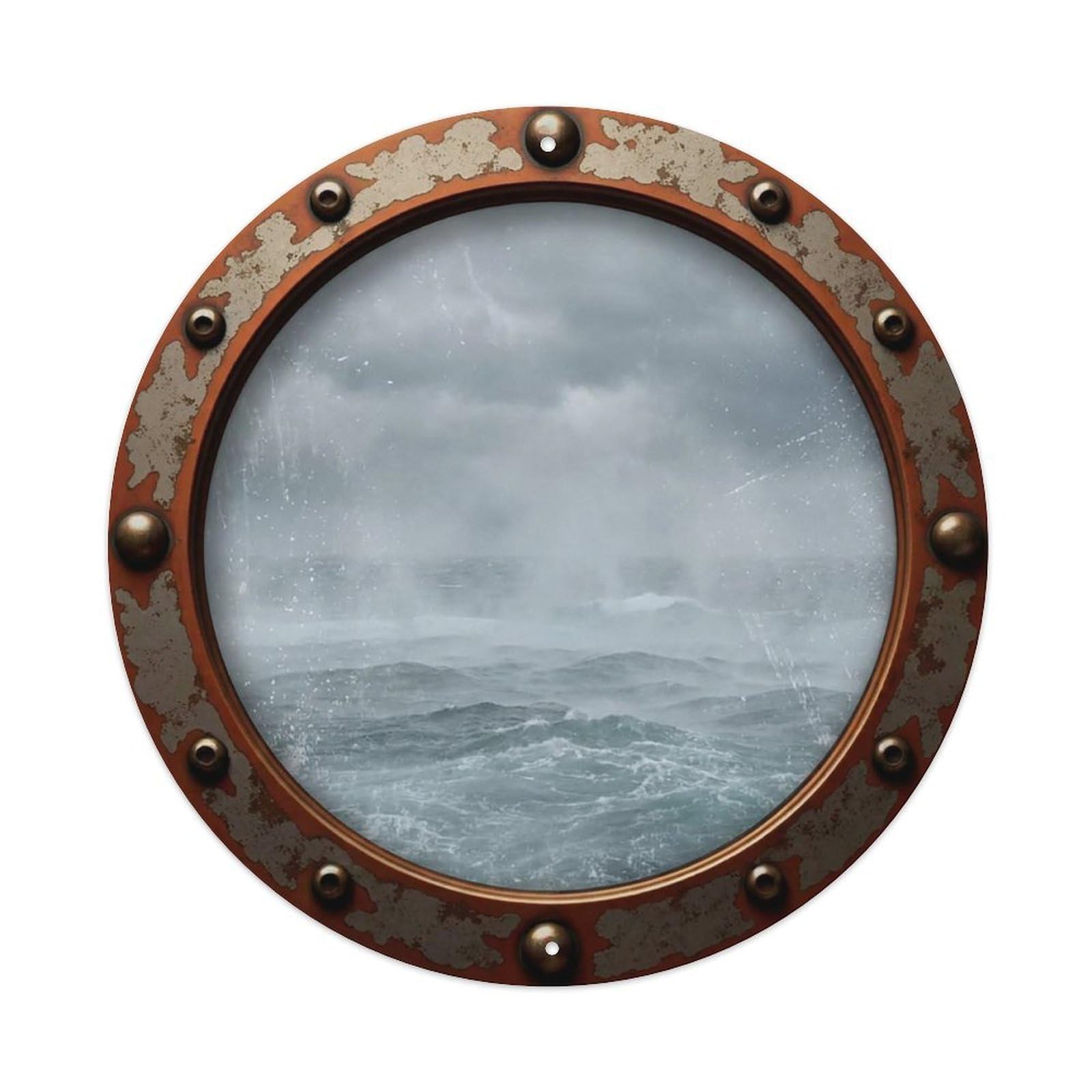 Vintage Porthole Sea Mist Spray View Vintage Metal Tin Sign Plaque Wall Decor for Cafe, Club Bar, Office, Garden Metal Poster 8x8Inch