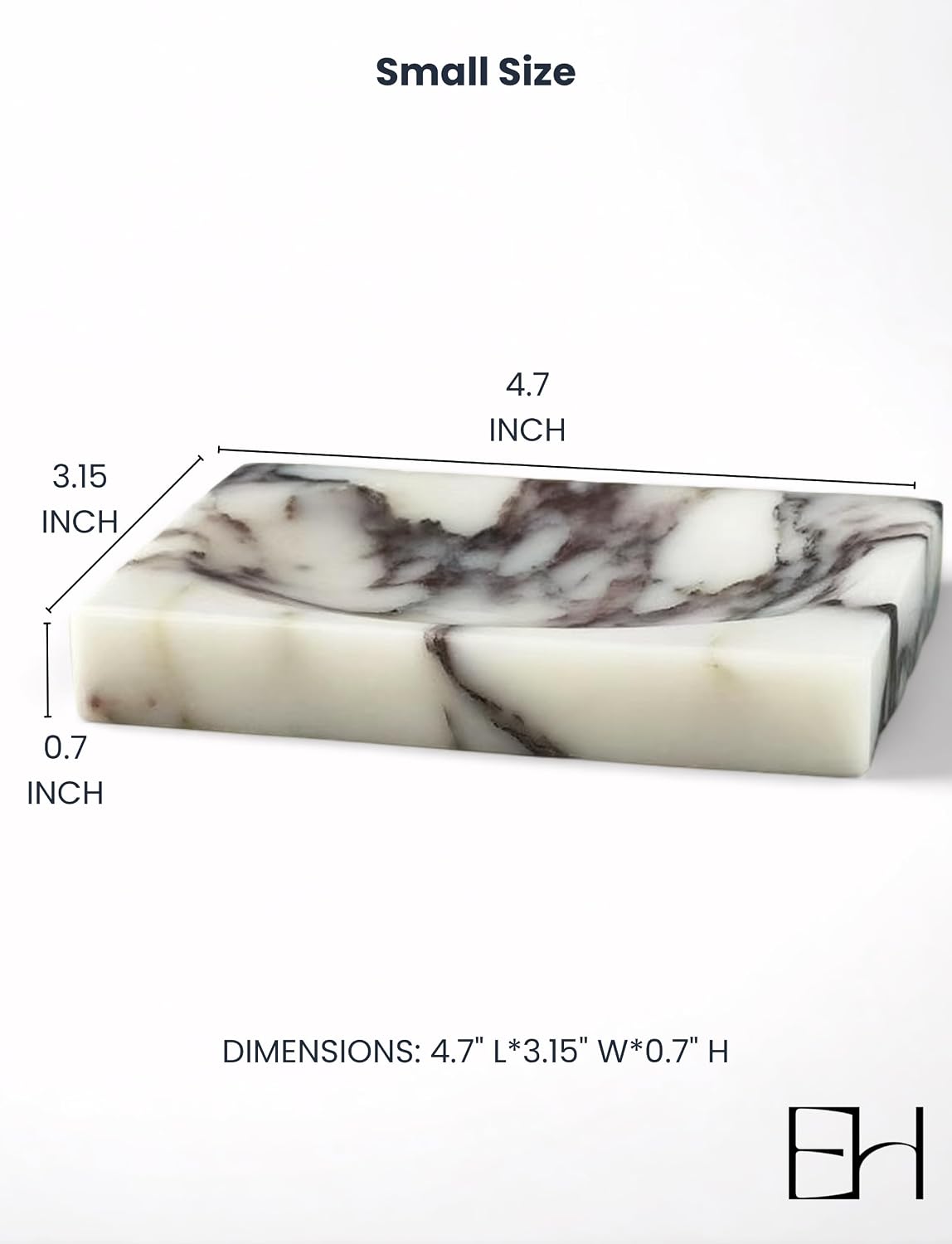 Marble Soap Dish for Shower - Stone Soap Tray Holder, Natural Soap Bar Holder Countertop Caddy, Marble Bathroom Accessories (Calacatta Violet P)