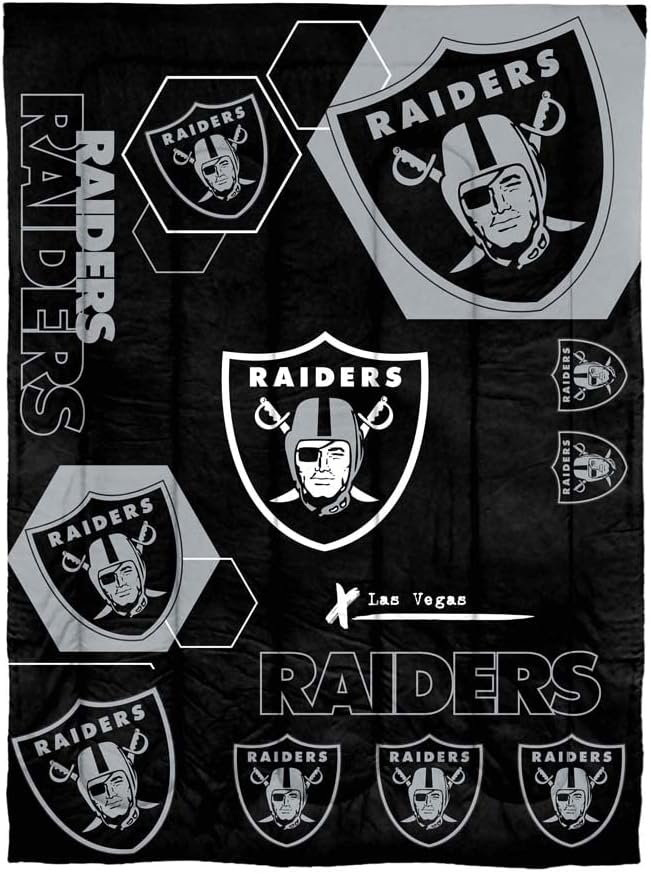 NORTHWEST NFL Unisex-Adult Comforter and Sham Set Las Vegas Raiders Full/Queen Hexagon