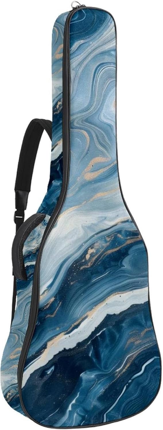 Acoustic Guitar Bag, 40 41 42 Inch Guitar Case Cover Soft Guitar Gig Bag for Acoustic Electric Bass Classical Guitar, Grey Blue Marble