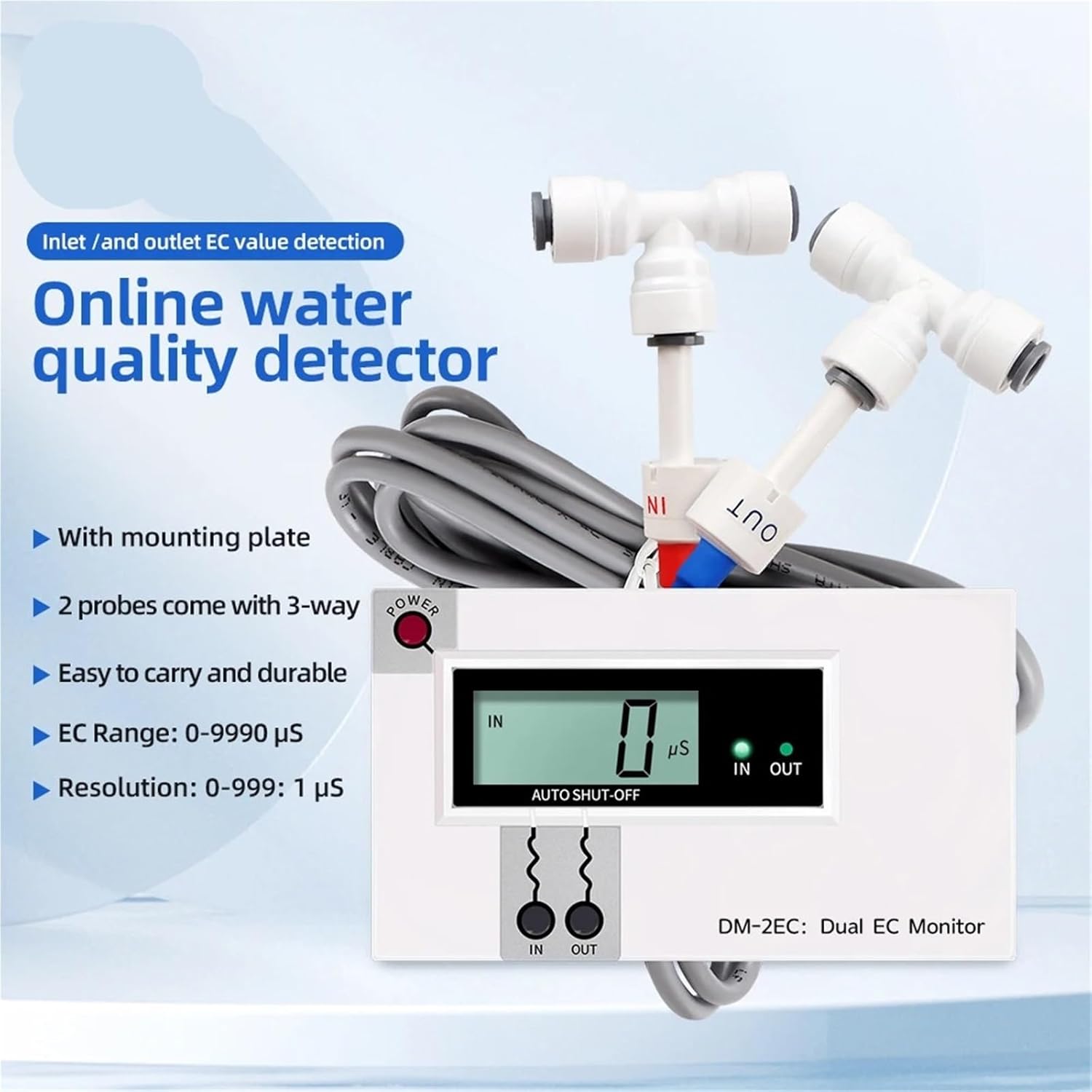TDS Meter, Dual Water Quality Tester Online TDS/EC Meter Digital Input/Output Water Quality Monitor Tap Water Fish Tank Test Pen,Digital Water Tester(DM-1)
