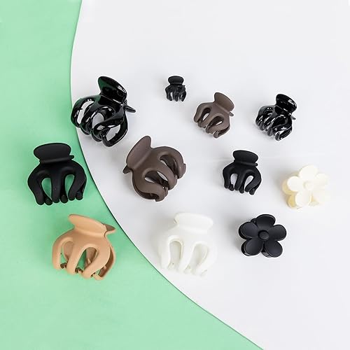 Miniatura 5 de Agirlvct Pinzas pequeñas para cabello fino y grueso, 11 pinzas de mandíbula pequeñas mate, lindas pinzas para el cabello neutras de doble fila,