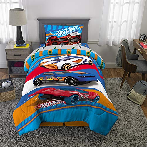 Hot Wheels Cars Boys Reversible Twin Comforter, Sheets & Bonus Sham (5 Piece Bed in Bag) + Homemade Wax Melts Hot Wheels Cars Boys Reversible Twin Comforter, Sheets & Bonus Sham (5 Piece Bed in Bag) + Homemade Wax Melts