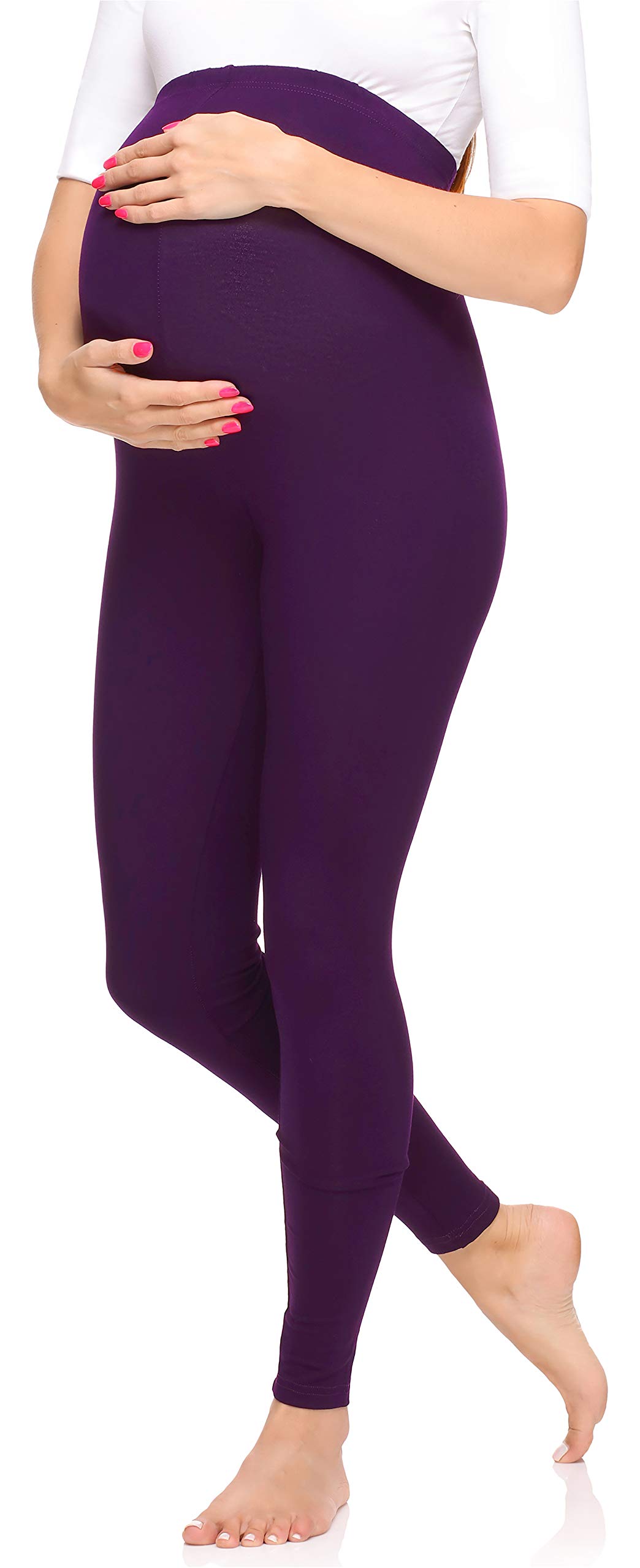 Merry Style Leggings Premaman Donna Lunghi in Viscosa MS10-297 | Fascia alta morbida sopra la pancia, tessuto elasticizzato e vestibilità aderente per gravidanza, casa e uso quotidiano
