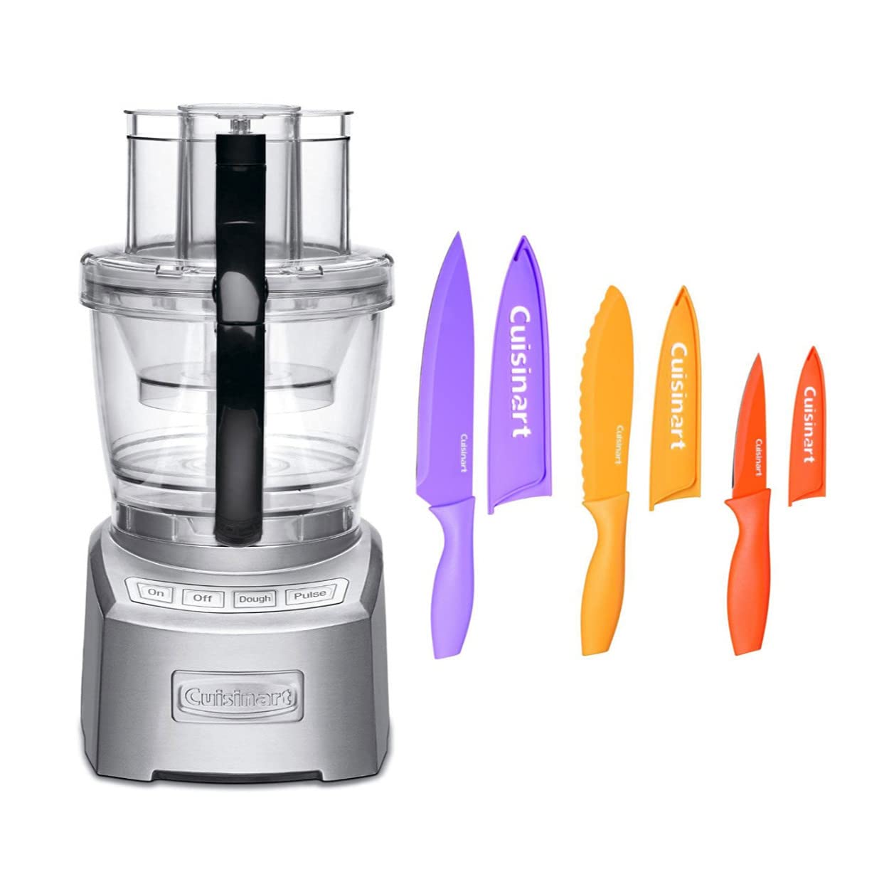 Cuisinart FP14DCN Elite Collection 2.0 14-cup Food Processor (Die Cast) Bundle with Multicolor 12 Piece Knife Set with Blade Guards (2 Items)