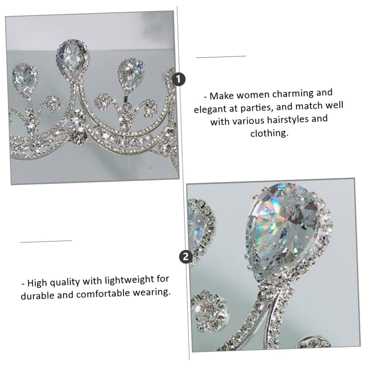 FRCOLOR Tocado de Novia con Gemas de Imitación para Ceremonia de Boda Accesorios para Cabello de Novia